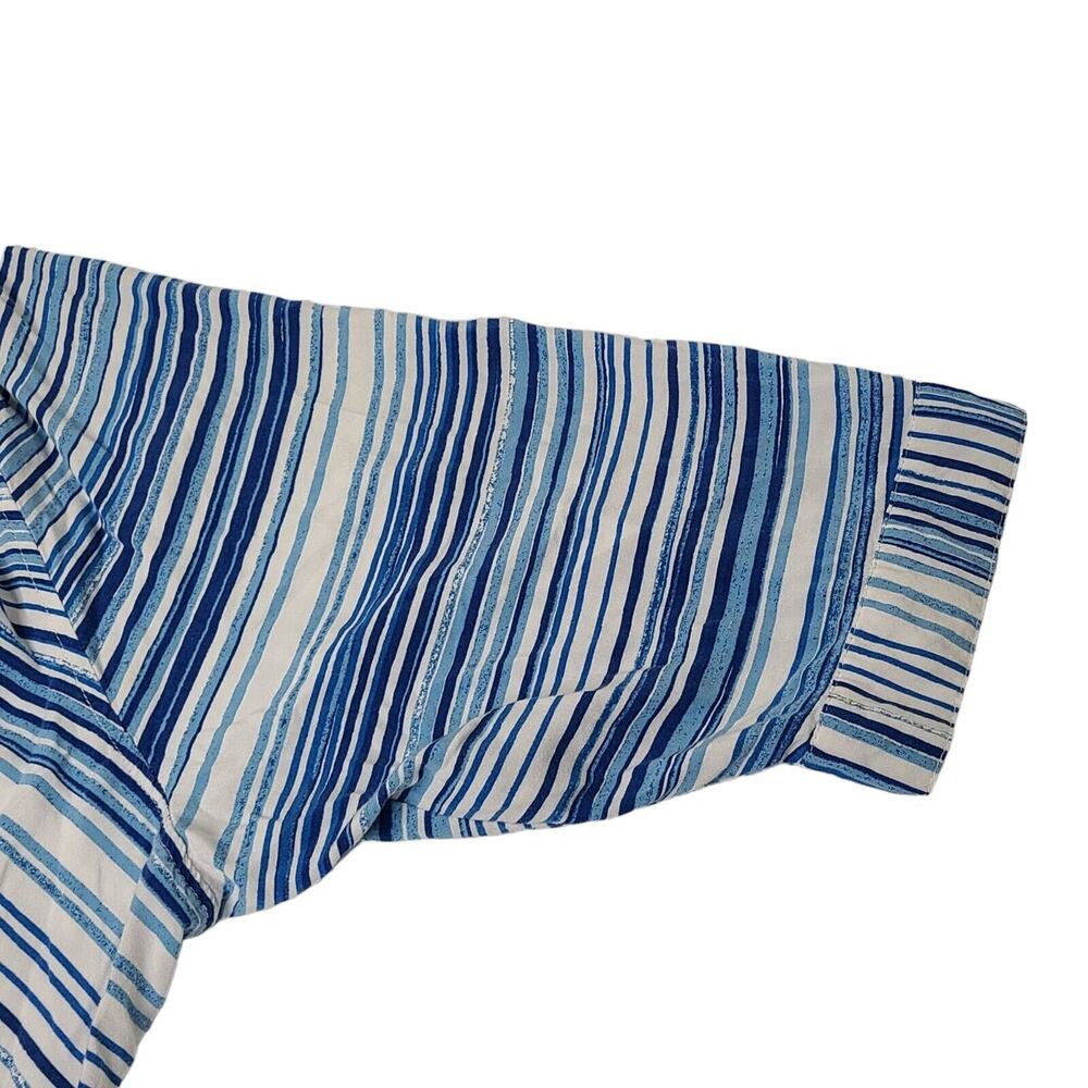 Woman Within Womens Plus‎ 4X 34/36 Blue Striped Top Blouse V-Neck Beach Summer - Picture 4 of 9
